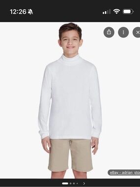 (5) French toast Kids White Turtleneck Long-Sleeve Top. Size small 4/5
